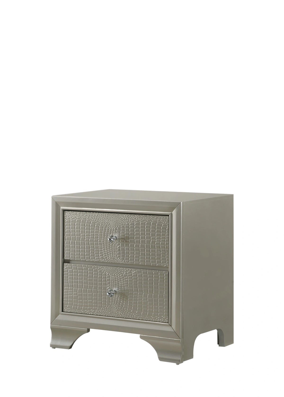 Crown Mark Lyssa 2 Drawer Nightstand in Embossed Crocodile Pattern image