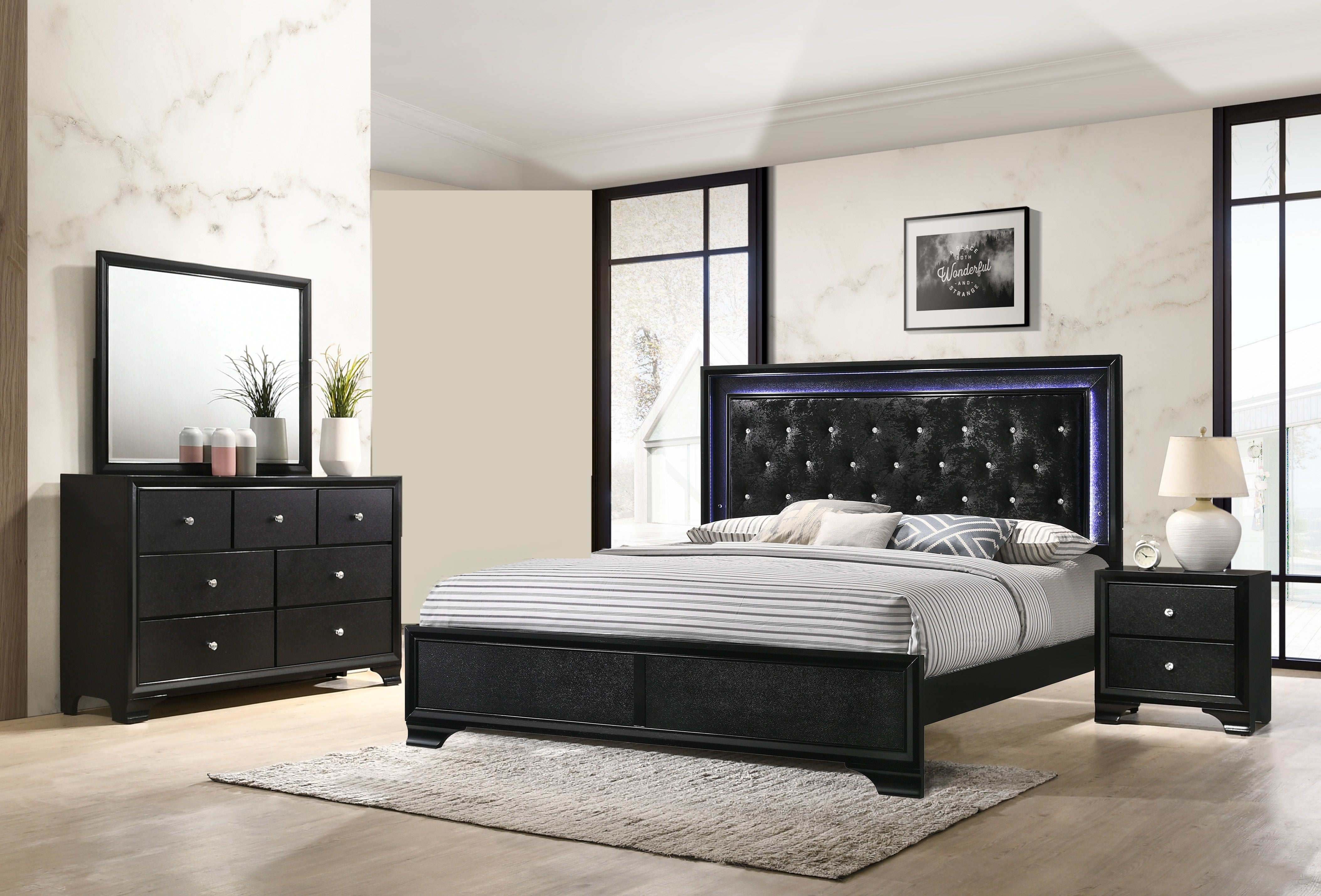 Lyssa 4 Piece Bedroom Set Black