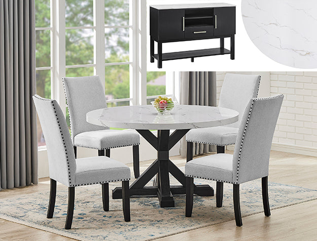 Vance Faux Marble Dining Set Round