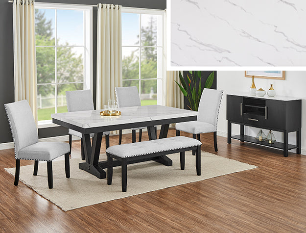 Vance Faux Marble Dining Set Rectangle