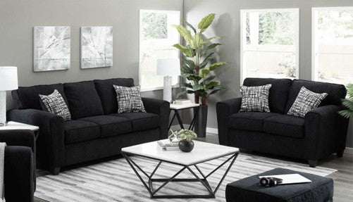 Night Black Sofa and Loveseat