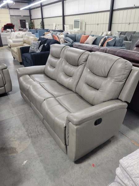 Leather Reclining Sofa and Loveseat (Concrete)