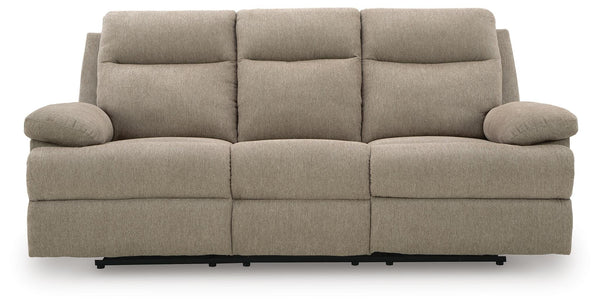 Side-Swipe Reclining Sofa with Drop Down Table
