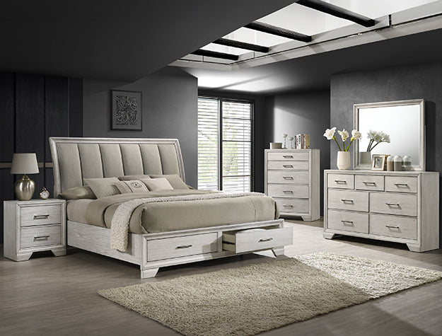 Jaymes White Storage Platform 5 Piece Bedroom Set