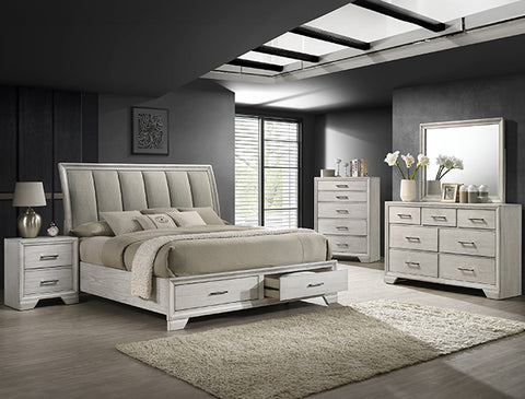 Jaymes White Storage Platform 5 Piece Bedroom Set