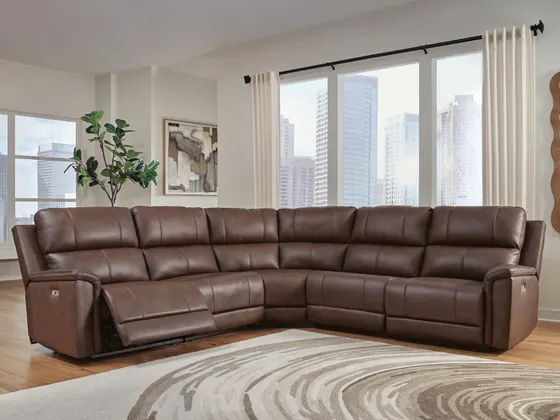 Beryton Leather Reclining 5pc Sectional Espresso