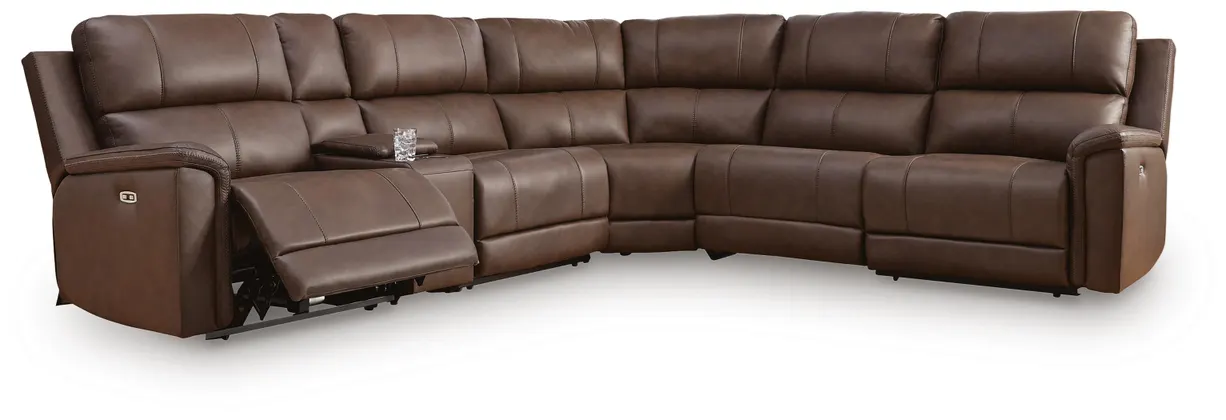 Beryton Leather Reclining 6pc Sectional Espresso