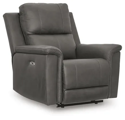 Beryton Leather Recliner Anchor Grey