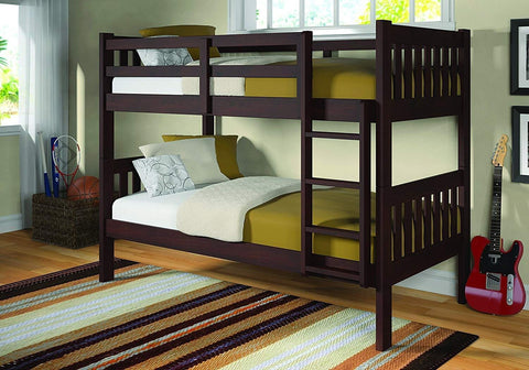 Twin/Twin Size Bunk Bed Cappuccino