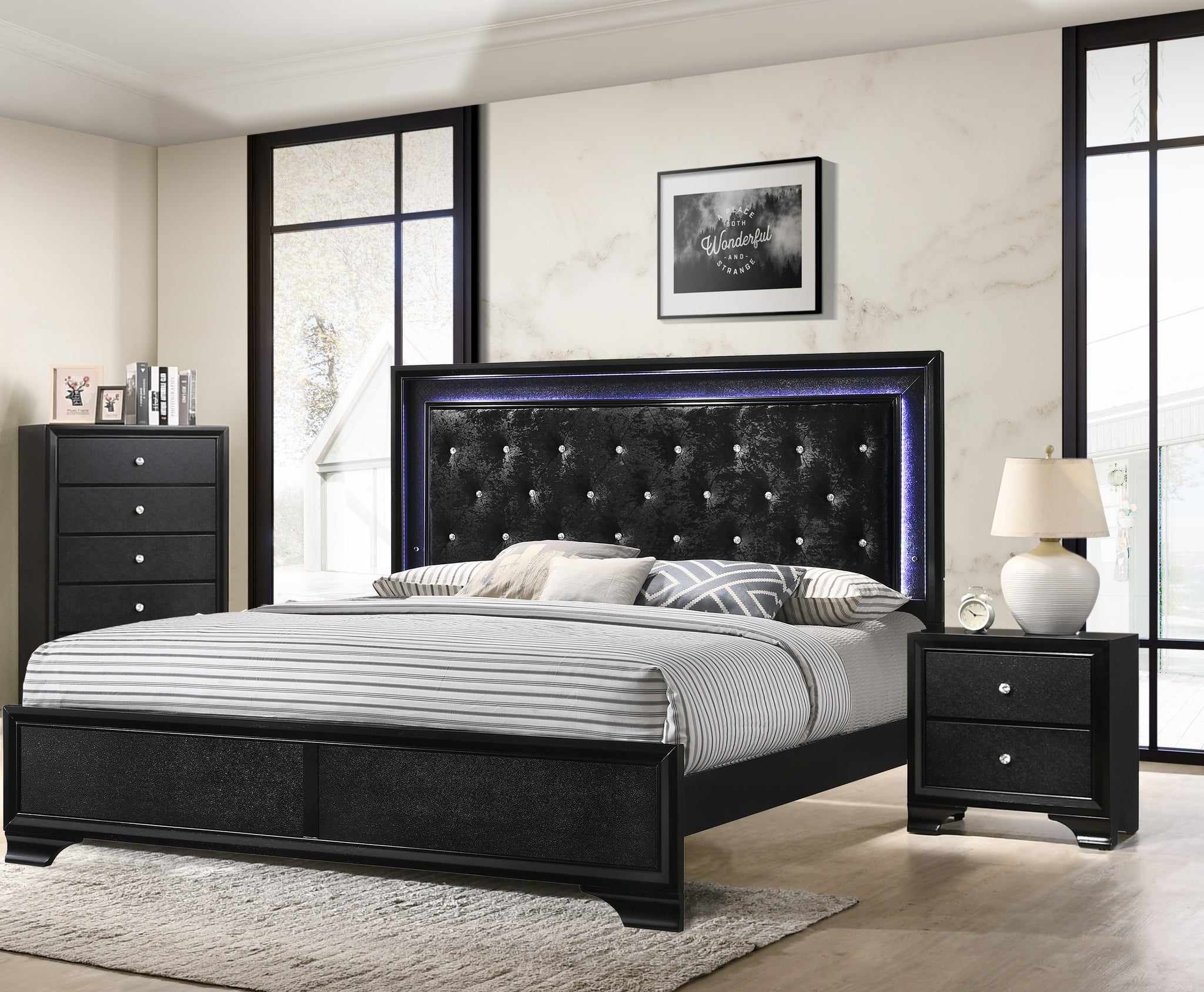 Lyssa 3 Piece Bedroom Set Black