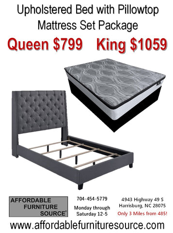 Upholstered Bed With Mattress Set Package Deal