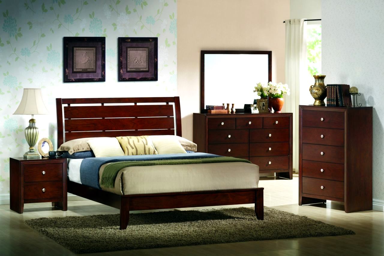 Evan Cherry 5 Piece Bedroom Set